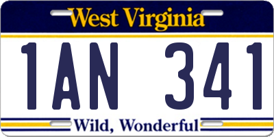 WV license plate 1AN341
