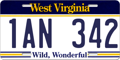 WV license plate 1AN342