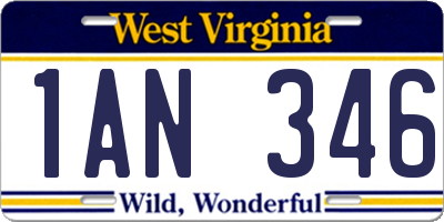 WV license plate 1AN346