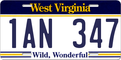 WV license plate 1AN347