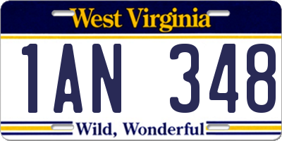 WV license plate 1AN348