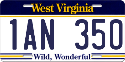 WV license plate 1AN350