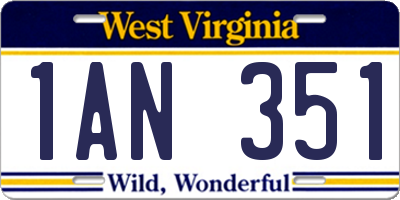WV license plate 1AN351