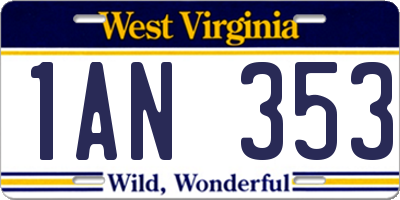 WV license plate 1AN353