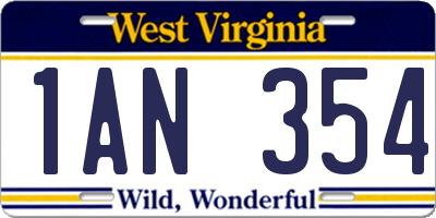 WV license plate 1AN354