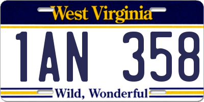 WV license plate 1AN358