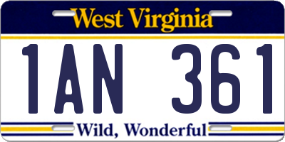 WV license plate 1AN361