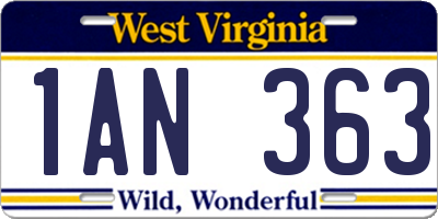 WV license plate 1AN363