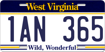 WV license plate 1AN365