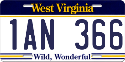 WV license plate 1AN366
