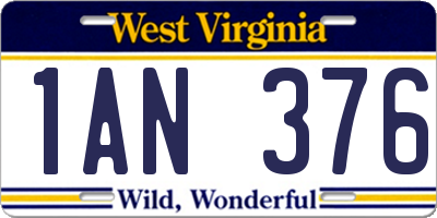 WV license plate 1AN376