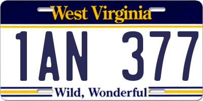 WV license plate 1AN377