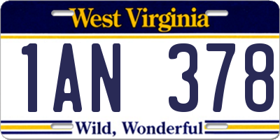 WV license plate 1AN378