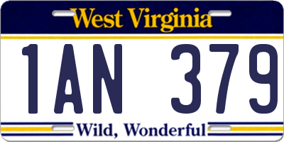 WV license plate 1AN379