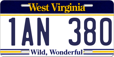 WV license plate 1AN380