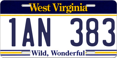 WV license plate 1AN383