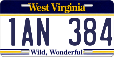 WV license plate 1AN384