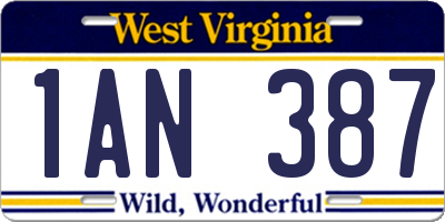 WV license plate 1AN387