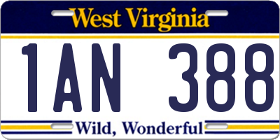 WV license plate 1AN388