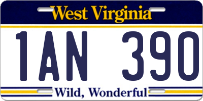 WV license plate 1AN390