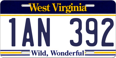 WV license plate 1AN392