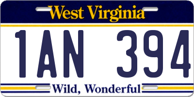 WV license plate 1AN394