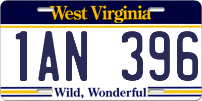 WV license plate 1AN396
