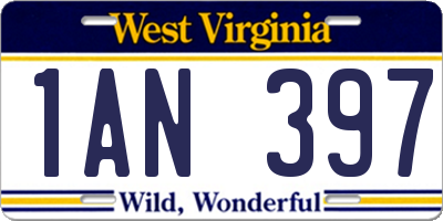 WV license plate 1AN397
