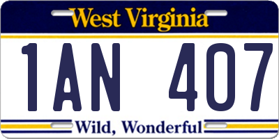 WV license plate 1AN407