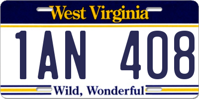 WV license plate 1AN408