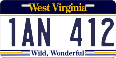 WV license plate 1AN412