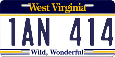 WV license plate 1AN414
