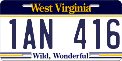 WV license plate 1AN416