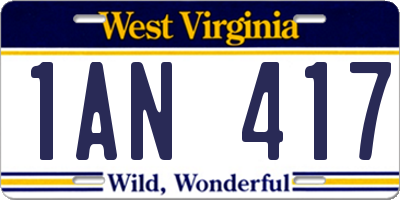 WV license plate 1AN417