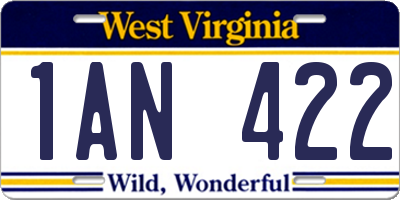 WV license plate 1AN422