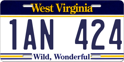 WV license plate 1AN424