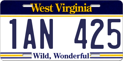 WV license plate 1AN425
