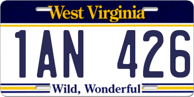WV license plate 1AN426