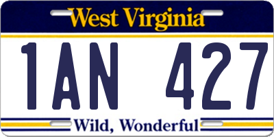 WV license plate 1AN427