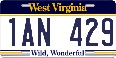 WV license plate 1AN429