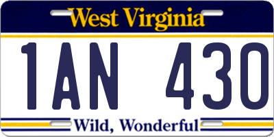 WV license plate 1AN430