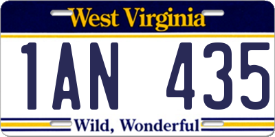 WV license plate 1AN435