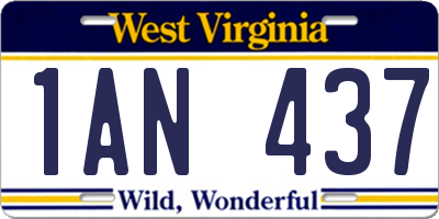 WV license plate 1AN437