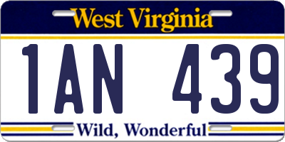 WV license plate 1AN439
