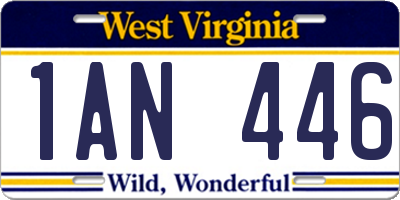 WV license plate 1AN446