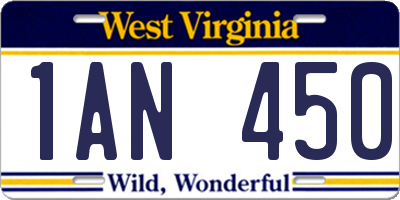 WV license plate 1AN450