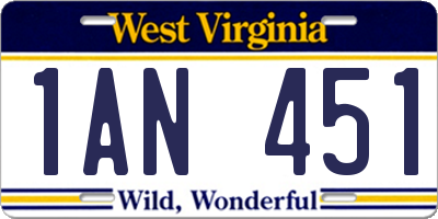 WV license plate 1AN451