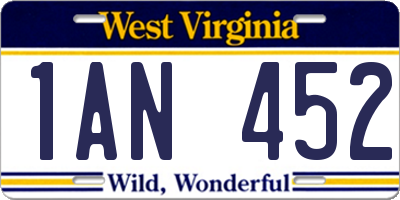 WV license plate 1AN452