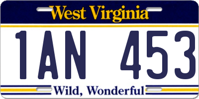 WV license plate 1AN453