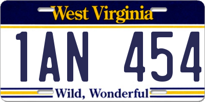 WV license plate 1AN454